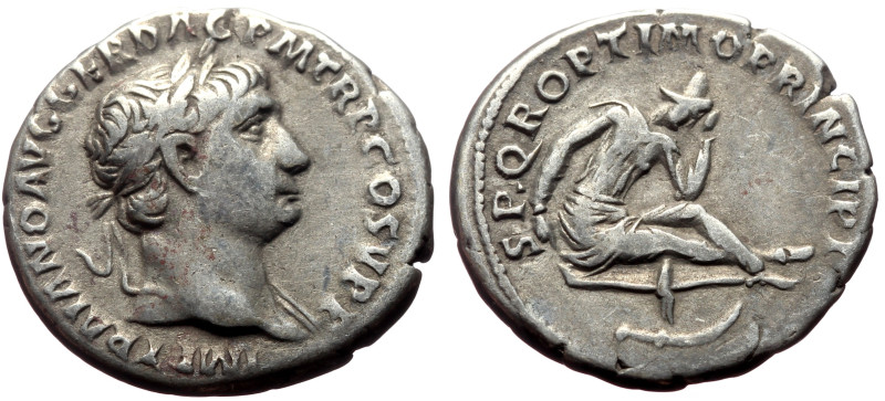 Trajan (98-117) AR Denarius (Silver, 3.21g, 17mm) Rome, 103-111. 
Obv: IMP TRAIA...
