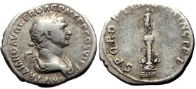 Trajan (98-117) AR Denarius (Silver, 3.24g, 20mm) Rome, 114. 
Obv: IMP TRAIANO AVG GER DAC P M TR P COS VI P P, laureate and draped bust right 
Rev: S...