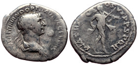 Trajan (98-117) AR Denarius (Silver, 2.80g, 20mm) Rome, 114-117. 
Obv: IMP CAES NER TRAIANO OPTIMO AVG GER DAC, laureate and draped bust to right 
Rev...