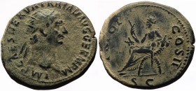 Trajan (98-117) AE Dupondius (Bronze, 14.06g, 28mm) Rome, 98. 
Obv: IMP CAES NERVA TRAIAN AVG GERM P M, Radiate head right 
Rev: TR POT COS II P P / S...