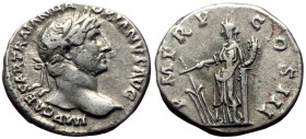 Hadrian (117-138) AR Denarius 3.08g, (Silver, 18mm) Rome, 119-122. 
Obv: IMP CAESAR TRAIAN HADRIANVS AVG Laureate head of Hadrian to right. 
Rev: P M ...