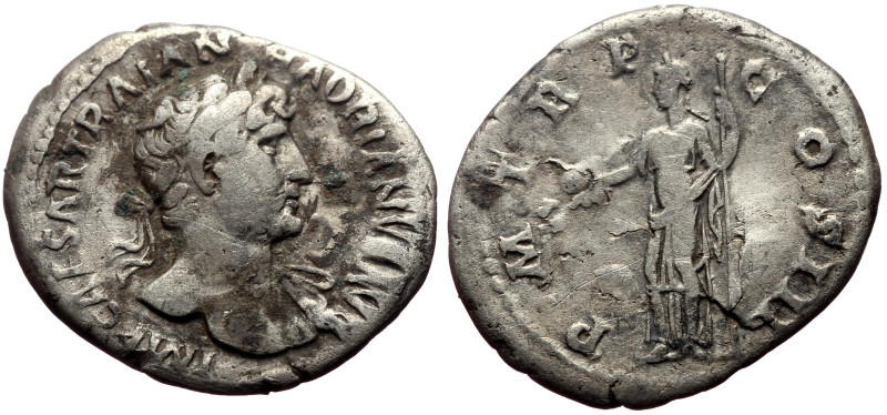 Hadrian (117-138) AR Denarius (Silver, 2.68g, 20mm) Rome, 119-122. 
Obv: IMP CAE...