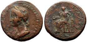 Sabina, Wife of Hadrian (128-136/7) AE Dupondius (Bronze, 12.42g, 27mm) Rome, 129. 
Obv: SABINA AVGVSTA HADRIANA AVG P P, Draped bust of Sabina to lef...