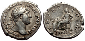 Hadrian (117-138) AR Denarius (Silver, 3.46g, 19mm) Rome, 119-122. 
Obv: IMP CAESAR TRAIAN HADRIANVS AVG, laureate bust right 
Rev: P M TR P COS III, ...