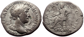 Hadrian (117-138) AR Denarius (Silver, 2.93g, 19mm) Rome, 119-122. 
Obv: IMP CAESAR TRAIAN HADRIANVS AVG, Laureate bust of Hadrian to right, drapery o...