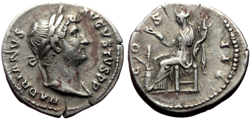 Hadrian (117-138) AR Denarius (Silver, 3.02g, 18mm) Rome.
Obv: HADRIANVS AVGVSTV...