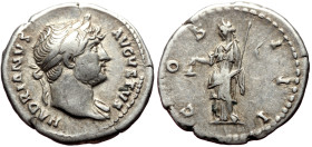 Hadrian (117-138) AR Denarius (Silver, 3.19g, 19mm) Rome, 125-128, 
Obv: HADRIANVS – AVGVSTVS, Laureate head r., with drapery on l. shoulder. 
Rev: Re...