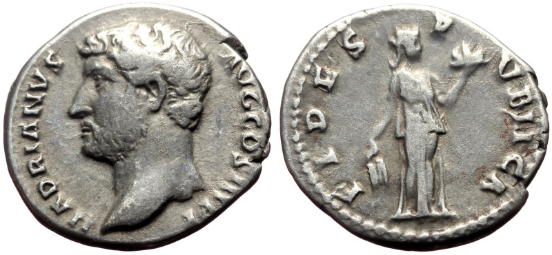 Hadrian (117-138) AR Denarius (Silver, 3.19g, 18mm) Rome. 
Obv: HADRIANVS AVG CO...