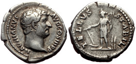 Hadrian (117-138) AR Denarius (Silver, 3.23g, 18mm) Rome.
Obv: HADRIANVS AVG COS III P P, Laureate bust right, slight drapery on far shoulder.
Rev: TE...