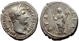 Hadrian (117-138) AR Denarius (Silver, 19mm, 3.40g) "Travel series" issue. Rome, 134-138. 
Obv: HADRIANVS AVG COS III PP, Bare head right 
Rev: ITA LI...