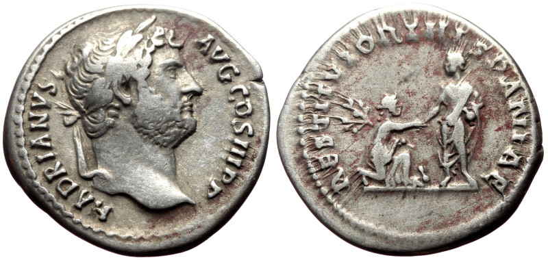 Hadrian (117-138) AR Denarius (Silver, 3.33g, 18mm) Rome, 134-138
Obv: HADRIANVS...