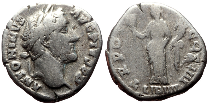 Antoninus Pius (138-161) AR denarius (Silver, 3.23g, 17mm). Rome, 145 
Obv: ANTO...