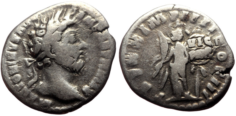 Marcus Aurelius, 161-180. Denarius (Silver, 3.25g, 19mm) Rome, 166. 
Obv: M ANTO...