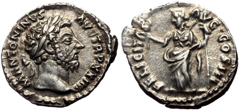 Marcus Aurelius (161-180) AR Denarius (Silver, 3.20g, 19mm) Rome, 168-169. 
Obv:...