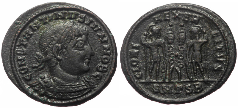 Constantine II (Caesar, 316-337) AE (Bronze, 2.60g, 19mm) Thessalonica 
Obv: CON...