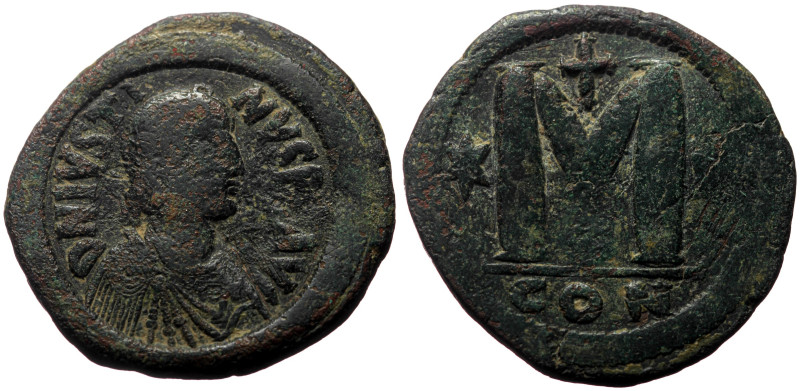 Justin I (518-527) AE Follis (Bronze, 33mm, 17.98g). Constantinople mint, 4th of...