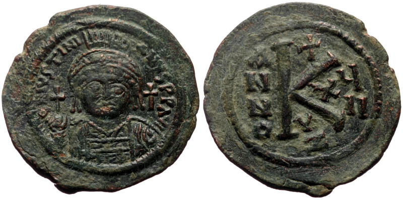 Justinian I (527-565) AE Half Follis (Bronze, 10.14g, 31mm) Kyzikos. RY 18 = 544...