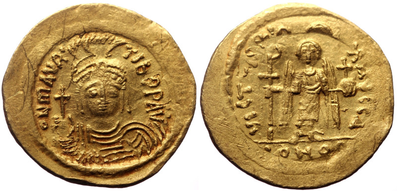 Maurice Tiberius (583-602. ) AV Solidus (Gold, 4.43g, 23mm) Constantinople 
Obv:...