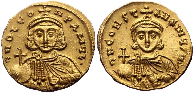 Leo III the "Isaurian", with Constantine V (717-741) AV Solidus (Gold, 4.43g, 20...