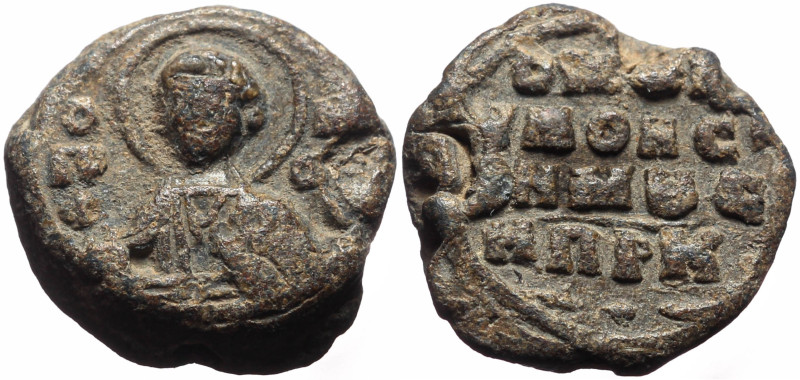 Byzantine Pb seal (6.74g, 17mm) Moeses patrikios, 11th centrury.
Obv: Bust of t...