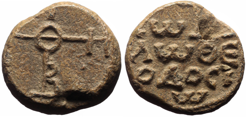 Byzantine Pb seal (8.03g, 20mm) Theodosios (eighth/ninth century)
Obv: Crucifor...