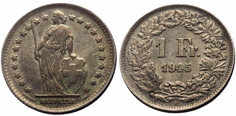 Switzerland, 1 Franc (5.01g, 23mm) 1945