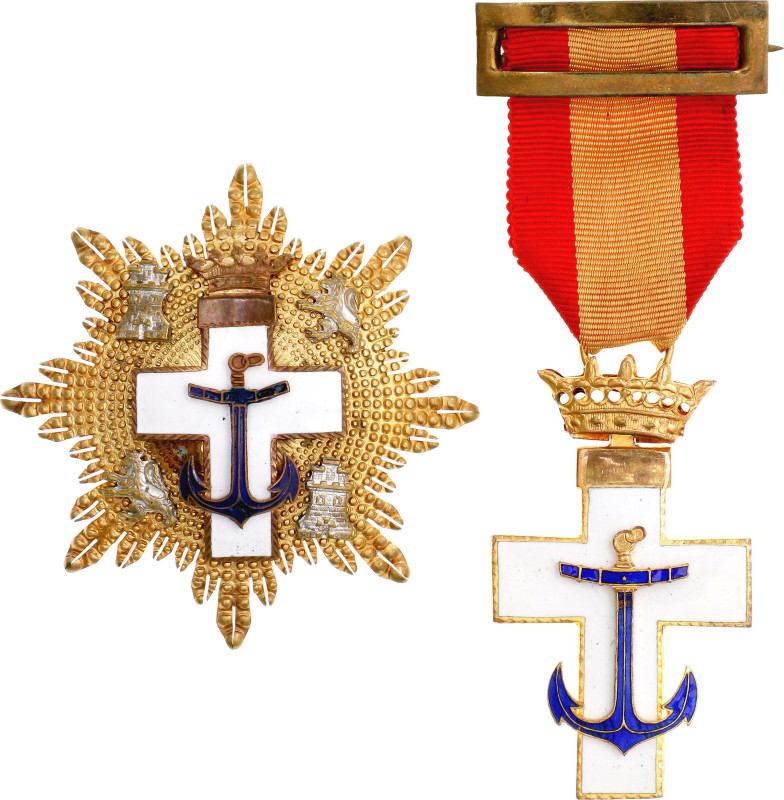 Spain Order Of Naval Merit Grand Cross Set - White Division 1976 

vgAE 63mm; ...