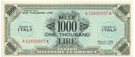 ITALIA - Allied Military Currency - 1000 Lire Crapanzano Giulianini OS65 R 1943a FLC Ottima! Solo un'accennata piega centrale. Carta croccante e bella...