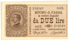ITALIA - Lotto 3 banconote da 2 Lire: 2 Lire Regno qFdS Crapanzano Giulianini BS11 NC 9/2/2014 Dell'Ara / Righetti Certificato Cartamoneta.com qFDS, 2...