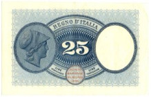ITALIA - 25 Lire Biglietto di Stato - Crapanzano Giulianini BS52 RRR 9/27/1923 Maltese / Rossolini Non trattata. Piccoli punti di ruggine. Pieghe non ...