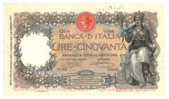 ITALIA - 50 Lire “Buoi” - Crapanzano Giulianini 68 R 1/22/1919 Canovai / Sacchi Banconota proveniente dall'America, con firma del console. Questa seri...