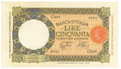 ITALIA - 50 Lire Lupa bordo largo Roma - Crapanzano Giulianini 114 C 6/1/1938 Azzolini / Urbini Eccezionale! Tutta la calcografia in rilievo. Certific...