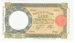 ITALIA - 50 Lire Lupa bordo stretto Aquila - Crapanzano Giulianini 128 C 5/17/1943 Azzolini / Urbini Eccezionale! Certificato peritale di Cartamoneta....