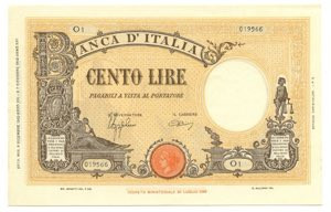 ITALIA - 100 Lire Barbetti “Giallino” modificato con Fascio - Crapanzano Giulian...