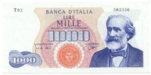 ITALIA - 1000 Lire Verdi 1 Tipo - Crapanzano Giulianini 472 C 14/7/1962 Carli / ...