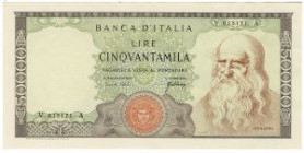 ITALIA - 50000 Lire “Leonardo” - Crapanzano Giulianini 595 R 3/7/1967 Carli / Febbrajo Ottima! Solo una leggerissima piega centrale. Carta croccante e...