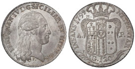NAPOLI Ferdinando IV di Borbone (1759-1816) Piastra 1795 MIR373 AG 27,48 - Eccezionale! Metallo brillante e rilievi ottimamenti impressi. Di difficile...