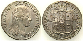 NAPOLI Ferdinando IV di Borbone (1759-1816) Piastra 1796 MIR373/1 AG gr 27,62 - La totale assenza dei consueti difetti di coniazione, la regolarità de...