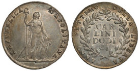 NAPOLI - Repubblica Napoletana (1800) - 12 Carlini, MIR413 AG gr 27,52 Bella patina intensa di vecchia raccolta.
q SPL /SPL+