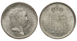 NAPOLI - Francesco I di Borbone (1825-1830) - Piastra da 120 grana 1825, Gig 6 AG 27,54 Di eccezionale qualità. Moneta integra dai molteplici difetti ...