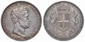 REGNO D’ITALIA - Carlo Alberto (1831-1849) - 5 lire 1843 Genova. Gig.77, Ag gr 24,85 Bella patina
BB/SPL