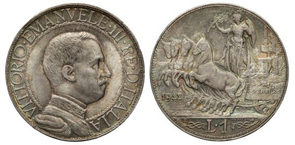 REGNO D’ITALIA - Vittorio Emanuele III (1900-1943) - 1 Lira 1912 Quadriga Veloce...