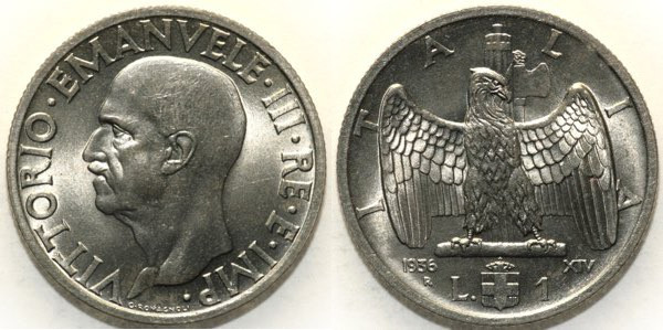 REGNO D’ITALIA - Vittorio Emanuele III (1900-1943) - 1 Lira 1936 Impero Roma. Gi...