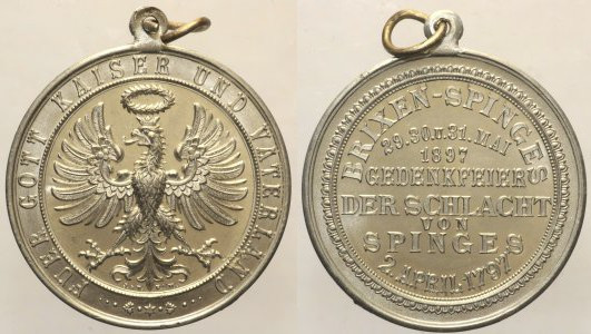 AUSTRIA Tirolo Medaglia 1897 per il centesimo anniversario della battaglia di Br...