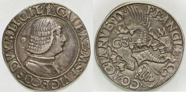 MILANO. Galeazzo Maria Sforza 1468-1476. Testone (Ag 9,63 g). D/ GALEAZ M SF VIC...