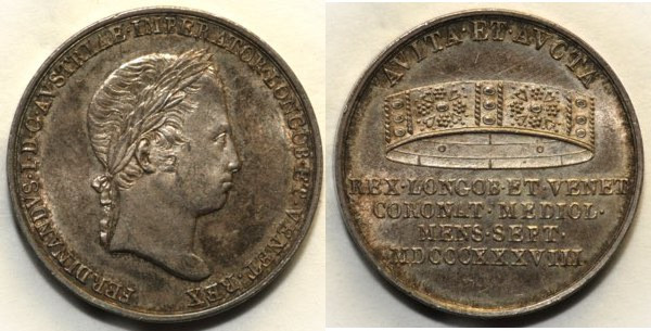 MILANO - FERDINANDO I D'ASBURGO LORENA (1835-1848) Medaglia "lira" del Giurament...