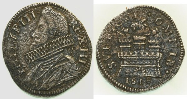 NAPOLI -Filippo III di Spagna,(1598-1621) 15 grani 1618 MIR 208 R2 AG gr. 2,95
...