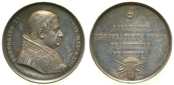 ROMA - Stato Pontificio - Gregorio XVI (1831-1846) Medaglia premio realizzata ne...