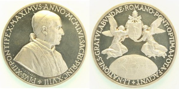 Roma - CITTA’ DEL VATICANO - Pio XII (1939-1958) Medaglia Straordinaria emessa d...