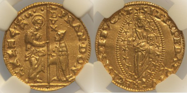 VENEZIA Francesco Dona’ (1545-1553) Ducato Pao 1 AU Oro Gold In Slab NGC MS 61
...